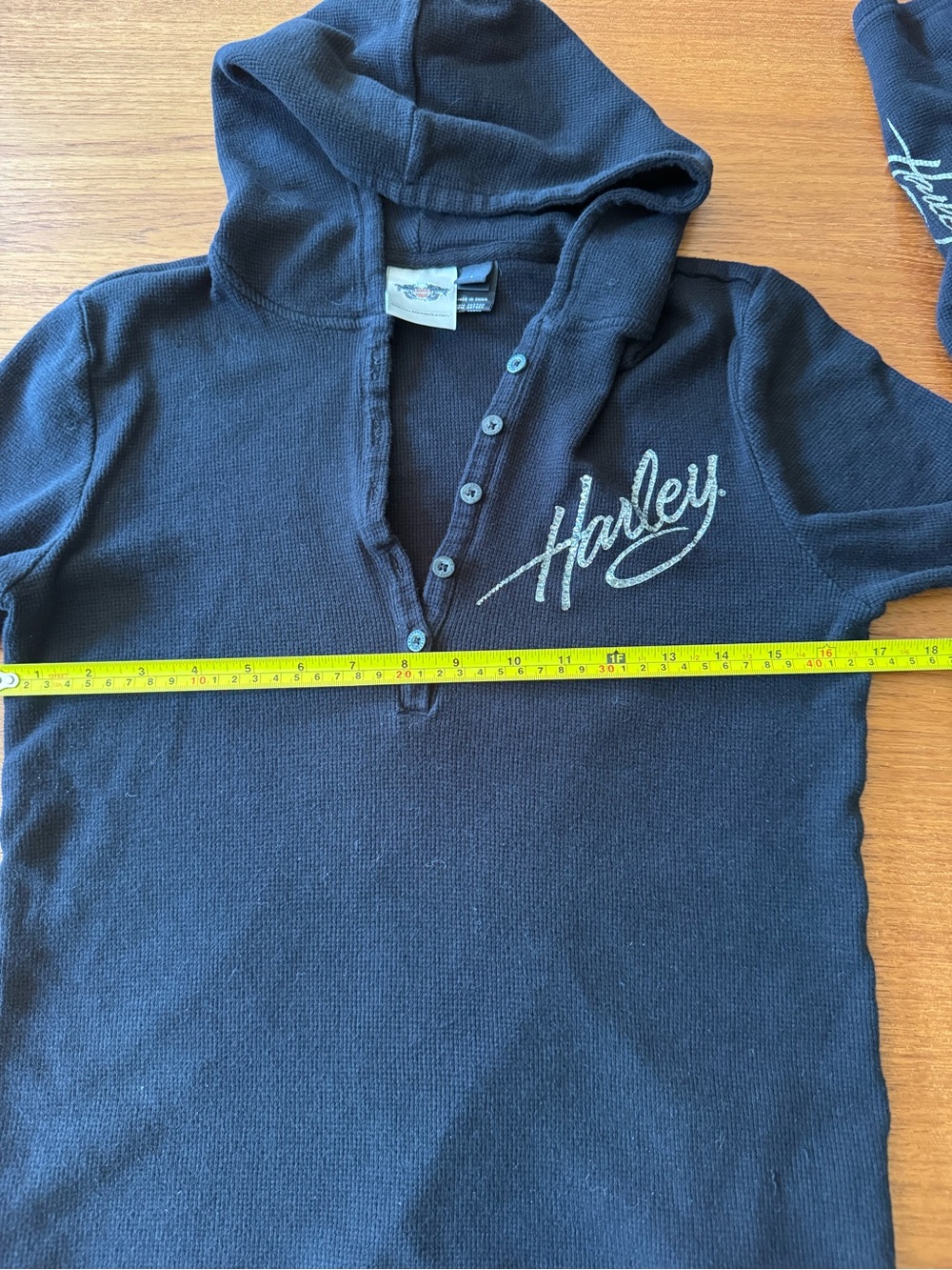 bling rhinestone Harley Davidson  Black waffle pullover hoodie women’s - Picture 3 of 7